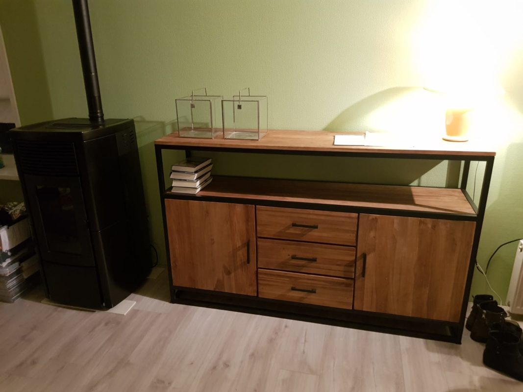 Dressoir teak+staal Neva
