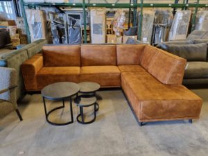 Voorraad/Showroom sale - Hoekbank Okkie velvet stof oker eindstuk rechts (ook in spiegelbeeld)