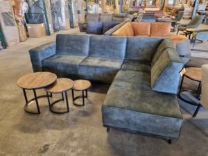 Voorraad/Showroom sale - Hoekbank Okkie velvet stof groen eindstuk rechts (ook in spiegelbeeld)