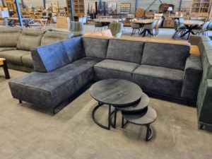Voorraad/Showroom sale - Hoekbank Okkie velvet stof antraciet eindstuk links (ook in spiegelbeeld)