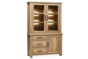 Vitrinekast Newcastle 2 deurs lamulux kleur Barley led verlichting 126 cm