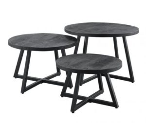 Showroom sale - Salontafel set zwart 3 delig trapezium onderstel