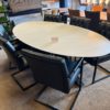 Showroom sale - Eettafel ovaal kunststof wit marmer look 220 cm