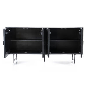 Dressoir Remi 4-drs. - zwart 95663 170x45x80 cm Mango hout & Metaal