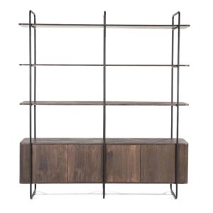wandkast-james-4drs-bruin-mango-hout-190x46,5x210
