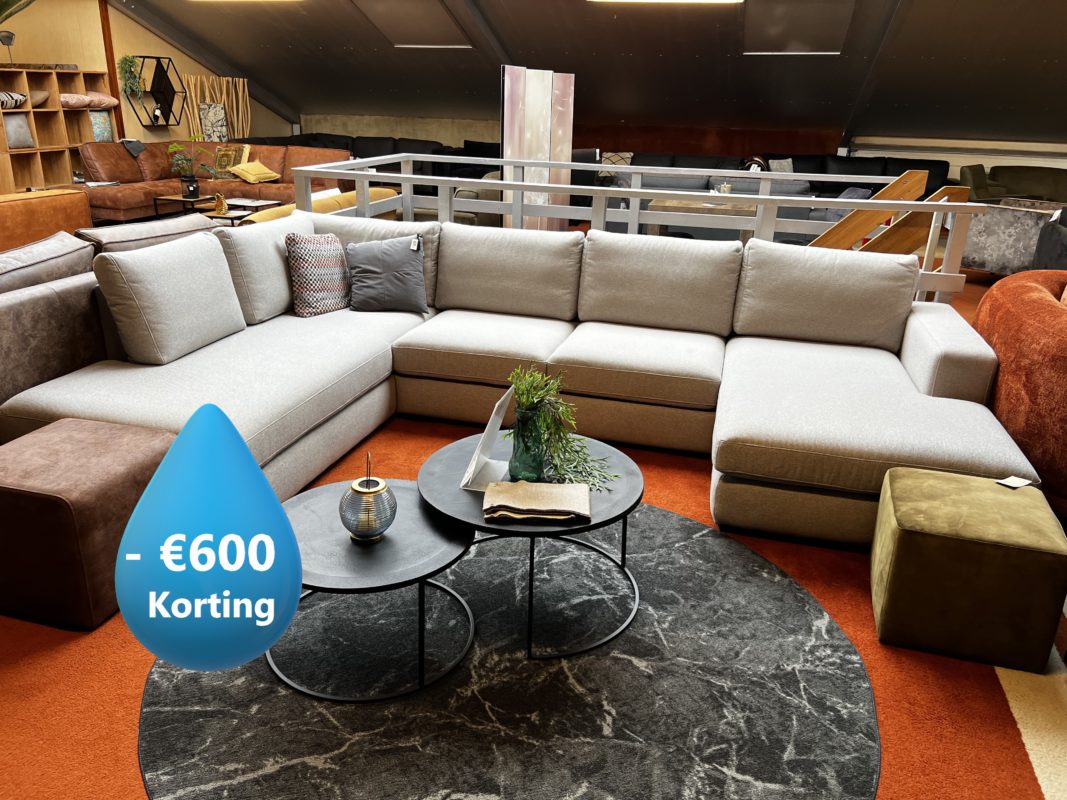 Showroom sale - Grote U-hoekbank grijze kleur