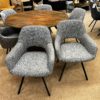 Showroom sale - 6x eetkamerstoel grijze stof met armleuning