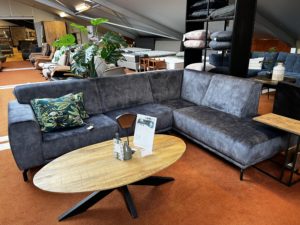 Showroom sale - Hoekbank Carmen blauw/antraciet ligdeel rechts