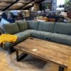 Showroom sale - Hoekbank groene fijne ribstof lig deel links