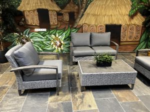 Loungeset Wicker/aluminium 2 fauteuils, 1 bank, 1 tafel