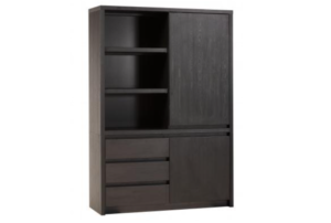 Wandkast Milanello 2dr-3la lamulux kleur noir-zwart 138 cm